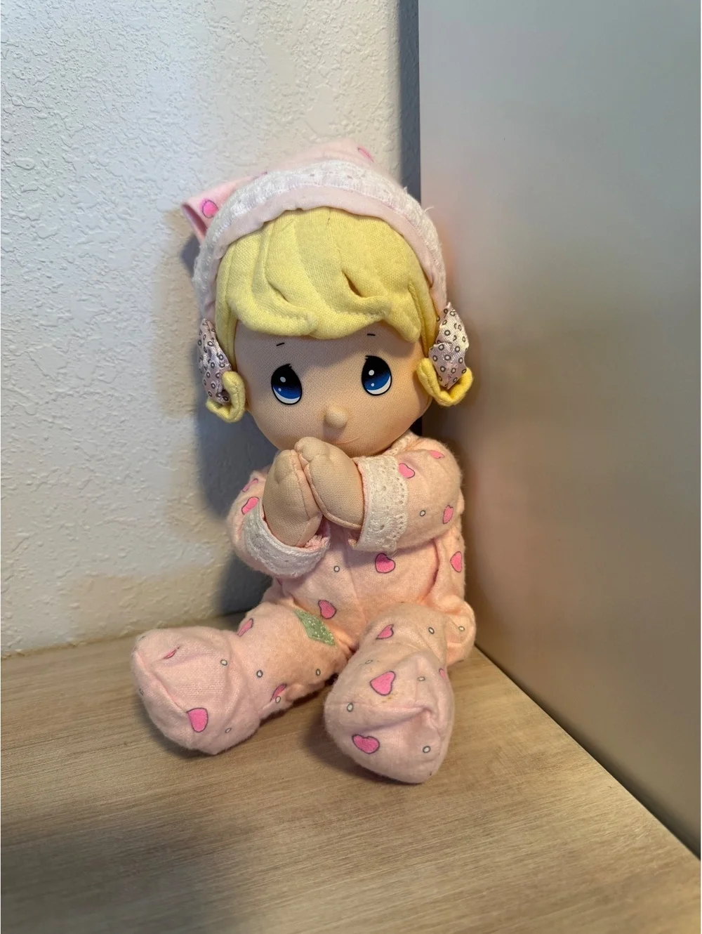 Precious Moments Plush Prayer Doll with Pink Heart Pajamas and Nightcap+Sound